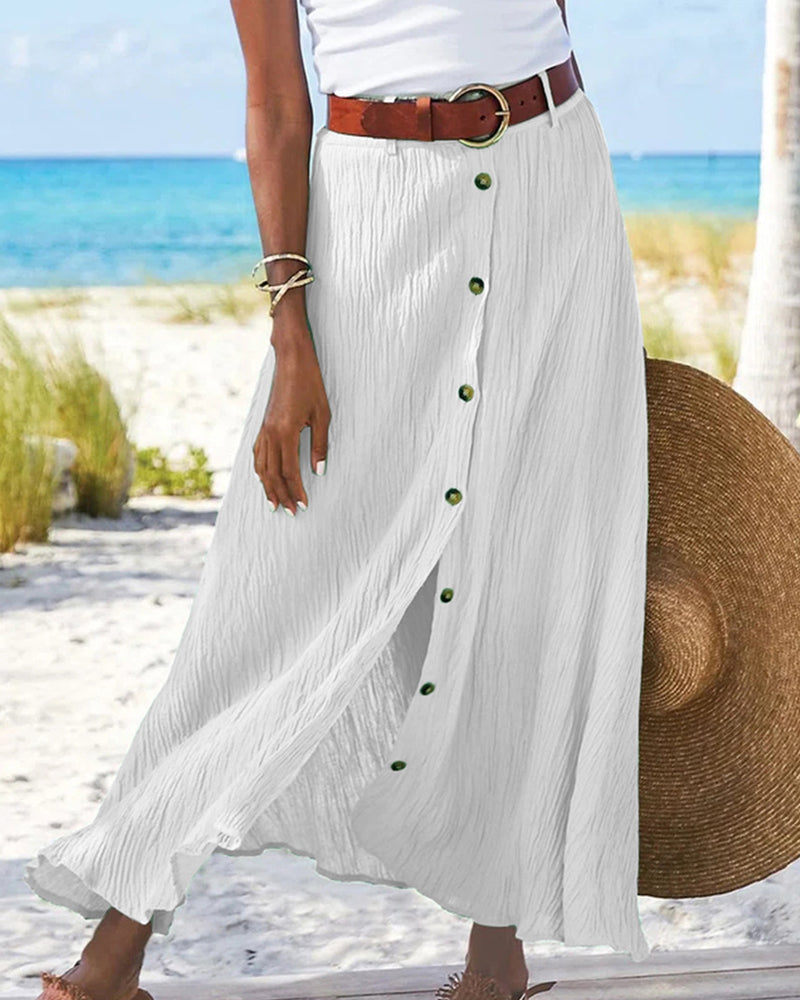 Syndy™ - Wide Button Skirt