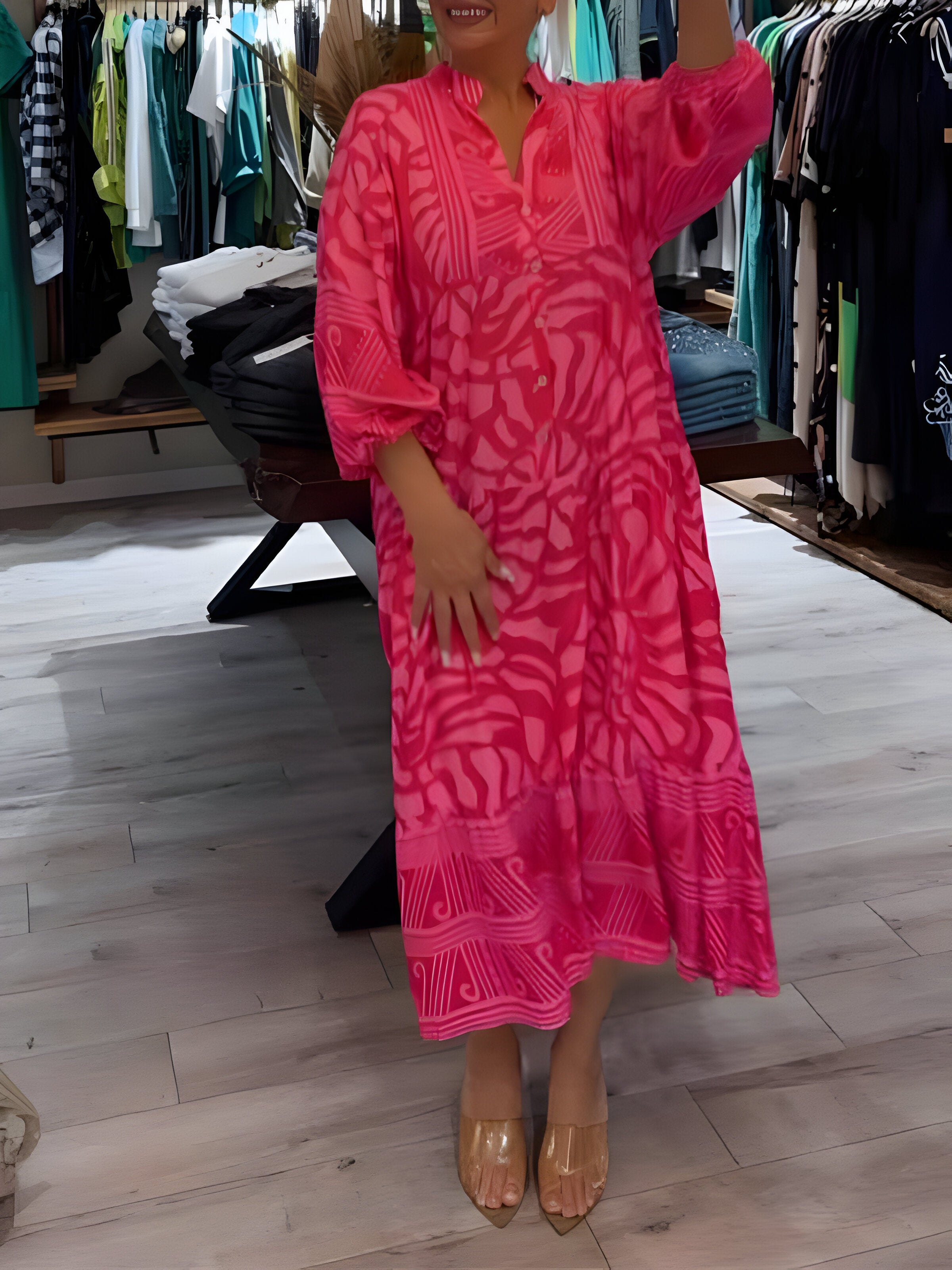 Inge™ | Printed Dress with V-Neck