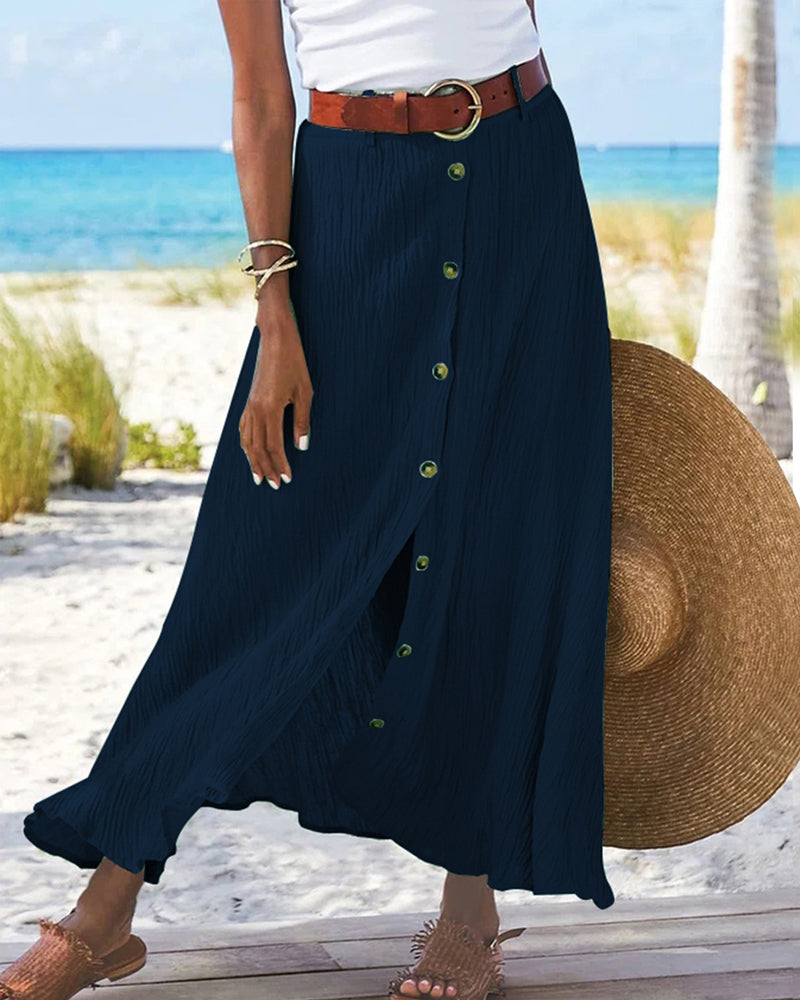 Syndy™ - Wide Button Skirt
