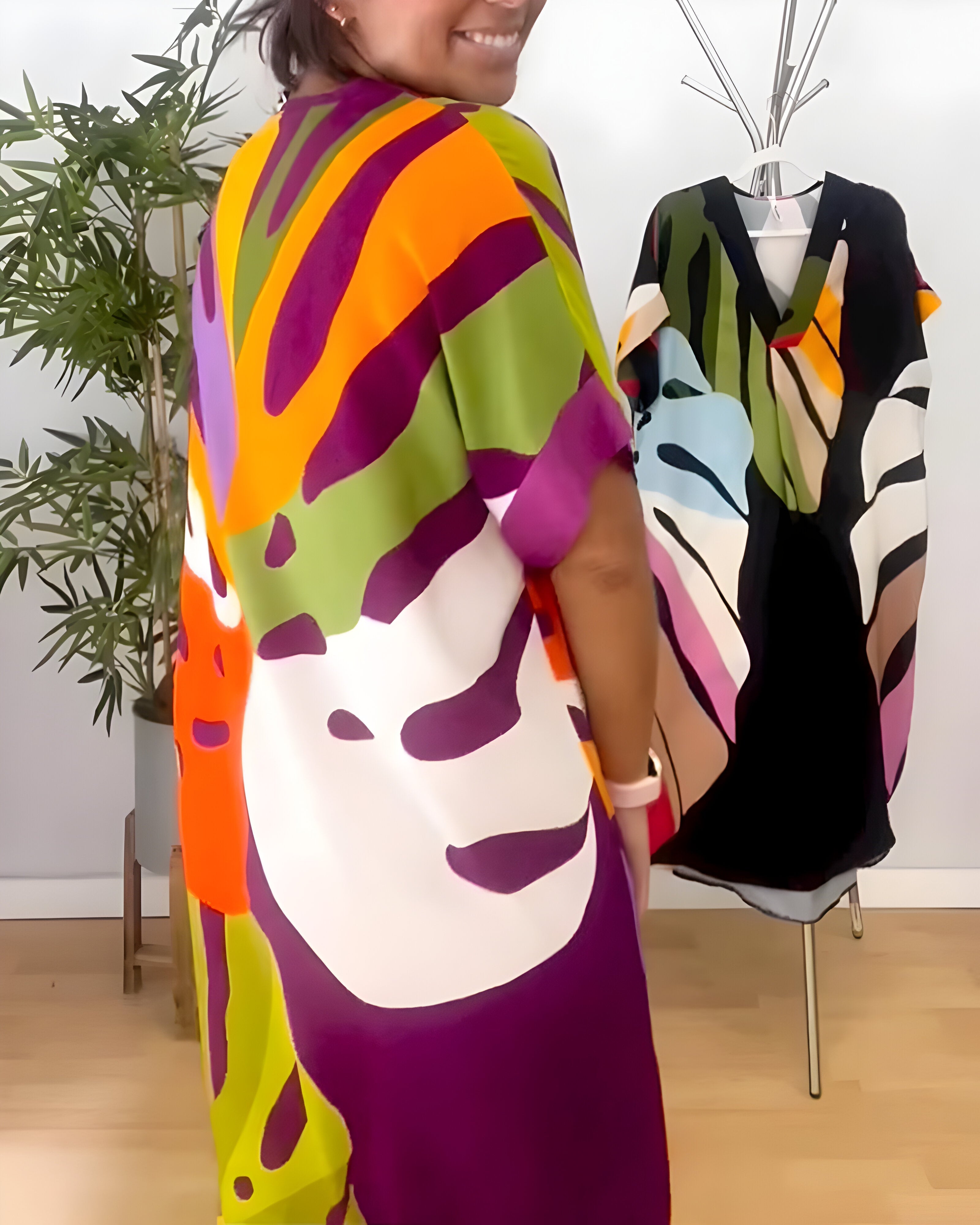 Roos™ | Daily Dress with Colorful Leaf Print