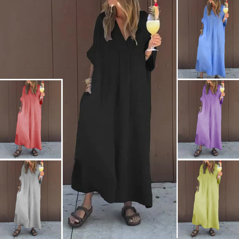Luna™ | Cotton Dress with V-Neck