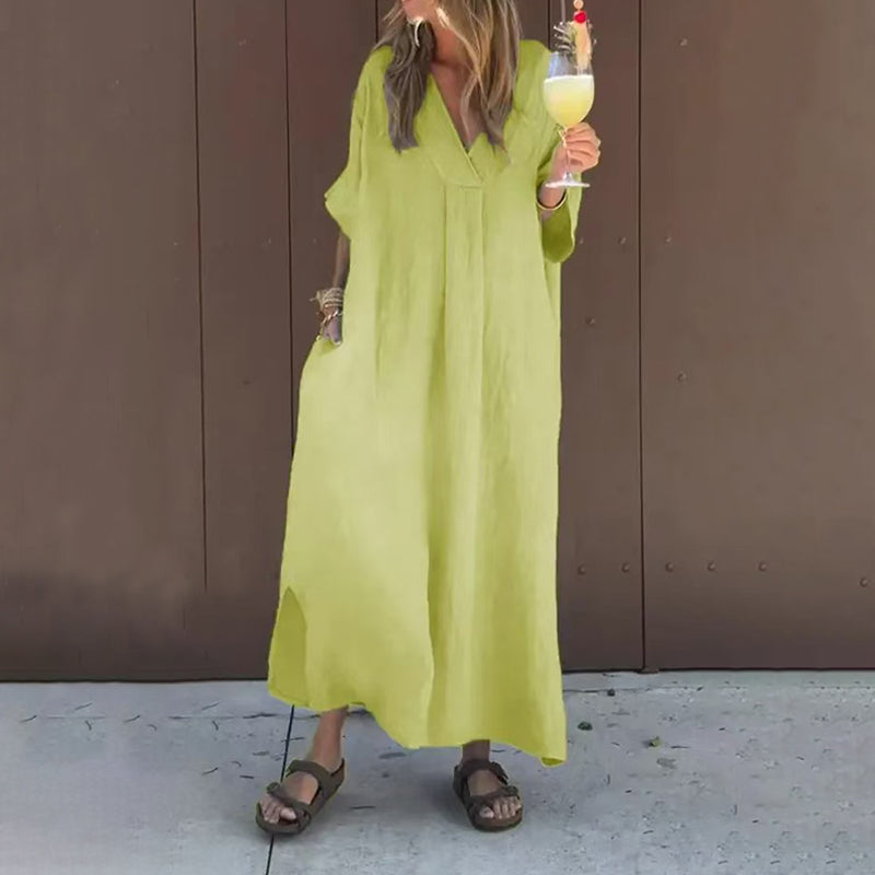 Luna™ | Cotton Dress with V-Neck
