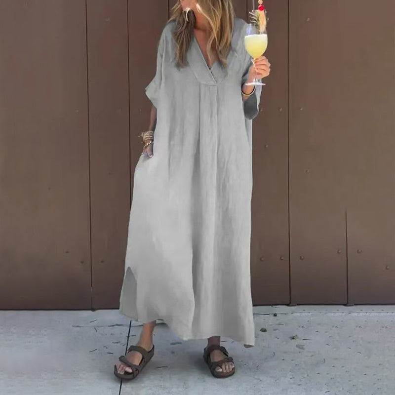 Luna™ | Cotton Dress with V-Neck