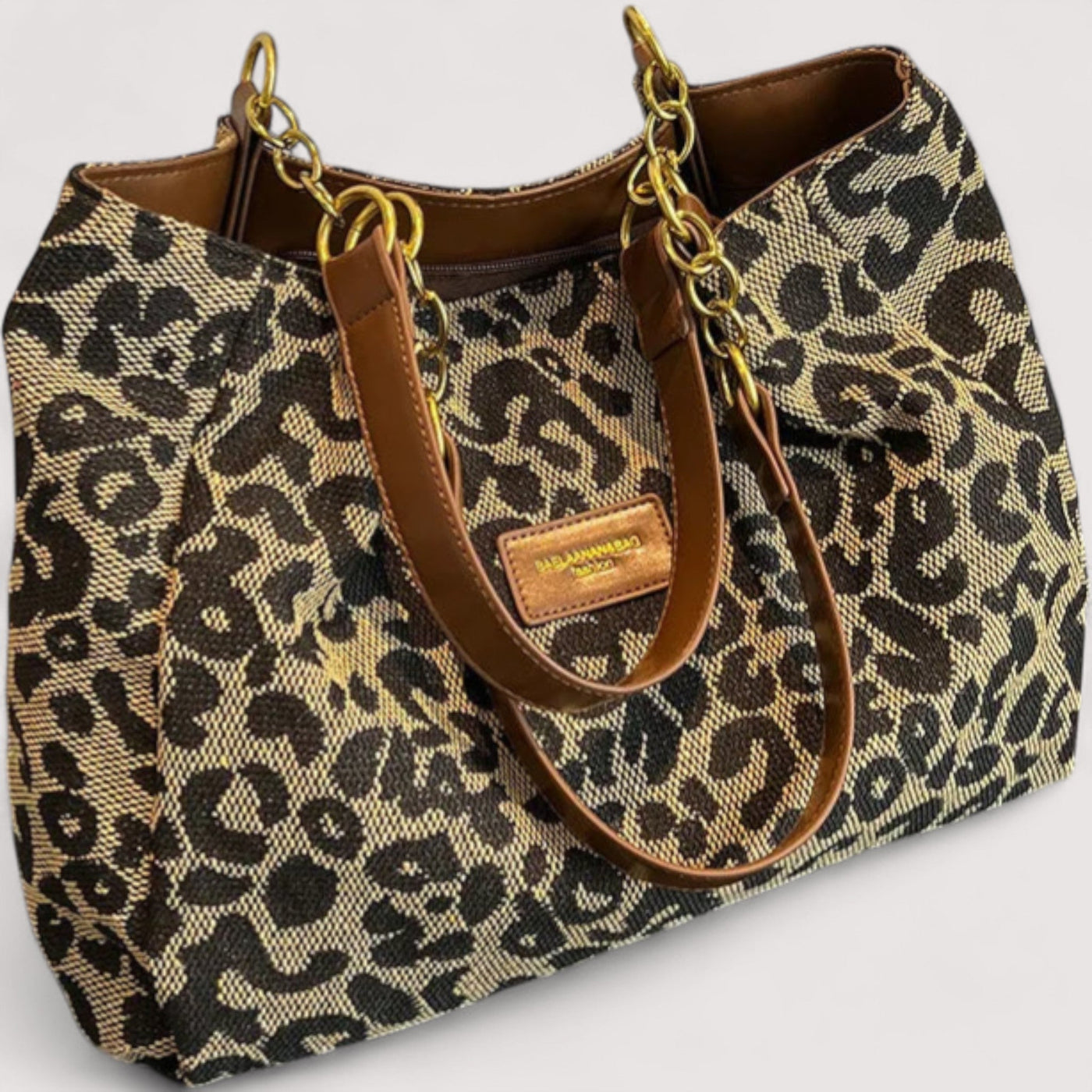 EDITH | SHOPPING BAG IN CANVAS WITH LEOPARD PATTERN