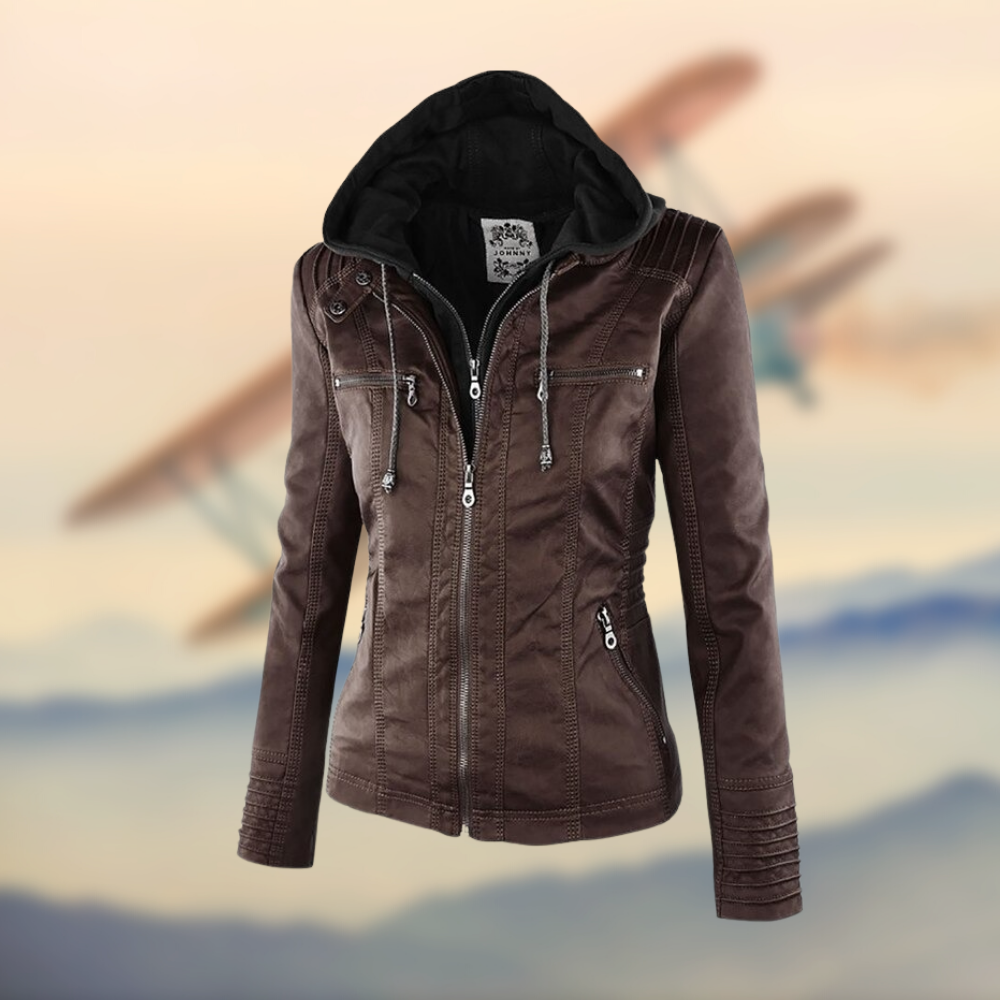 Sofia™ | Stylish Faux Leather Jacket with Zipper