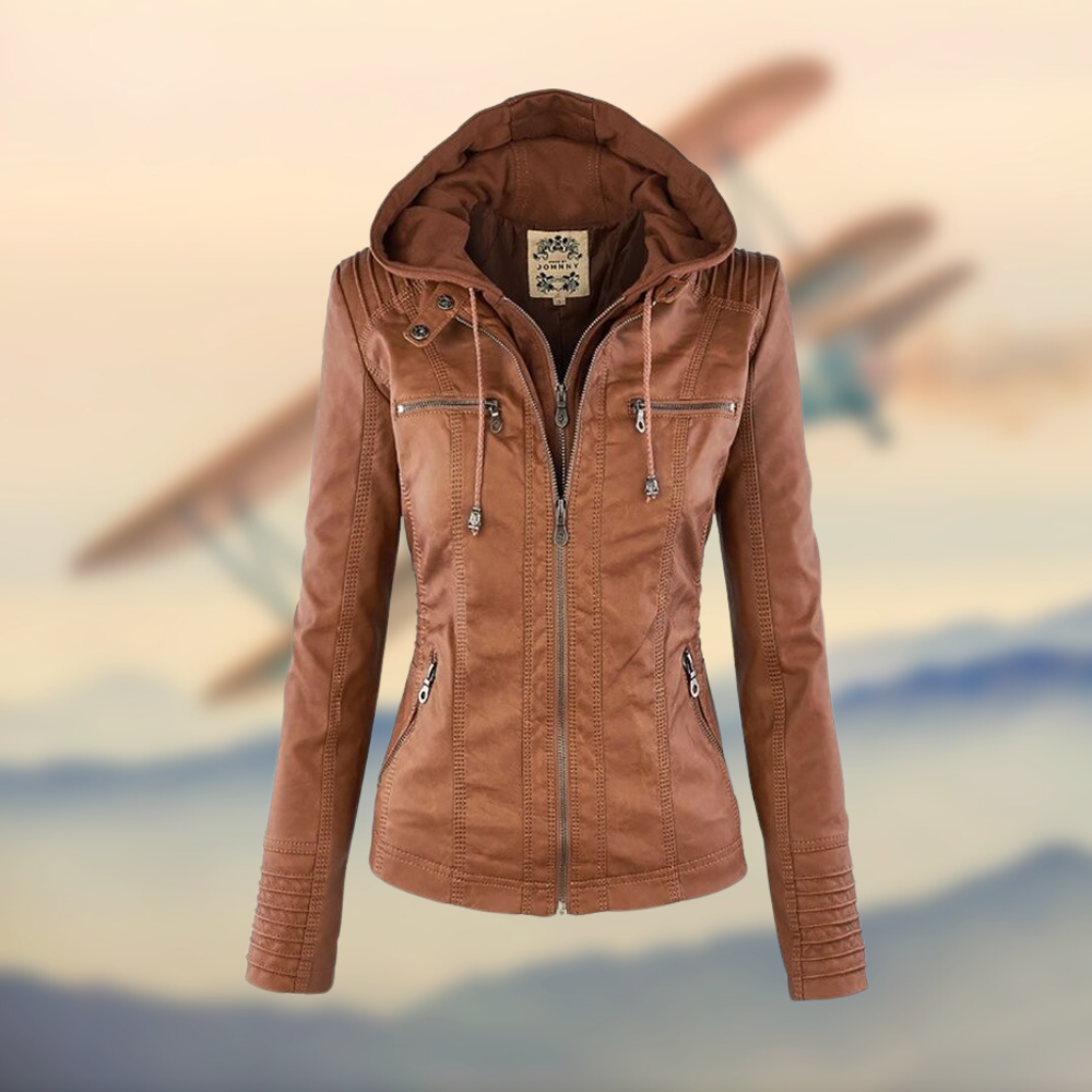 Sofia™ | Stylish Faux Leather Jacket with Zipper