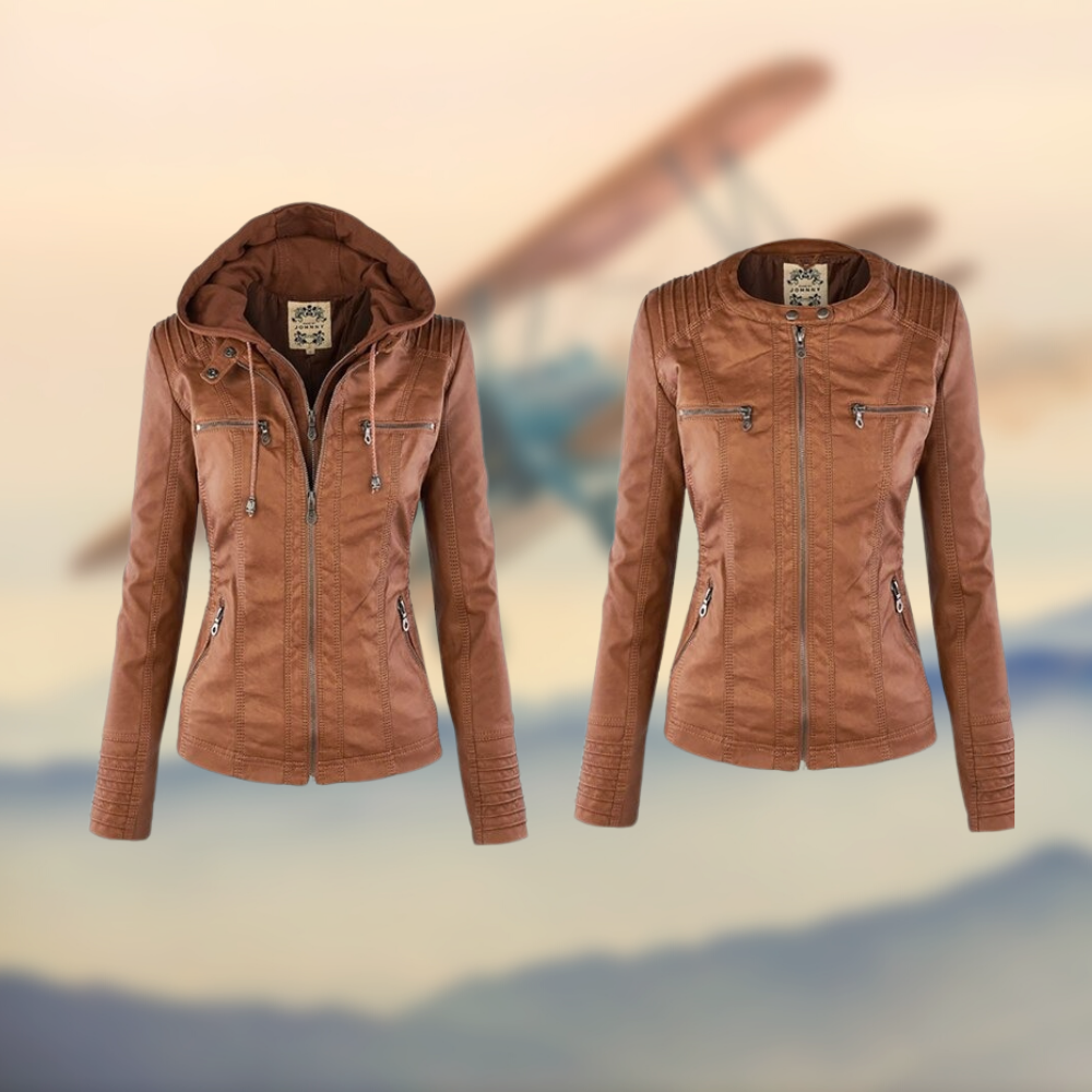 Sofia™ | Stylish Faux Leather Jacket with Zipper