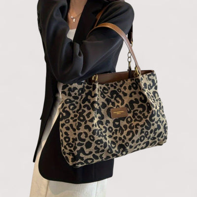 EDITH | SHOPPING BAG IN CANVAS WITH LEOPARD PATTERN