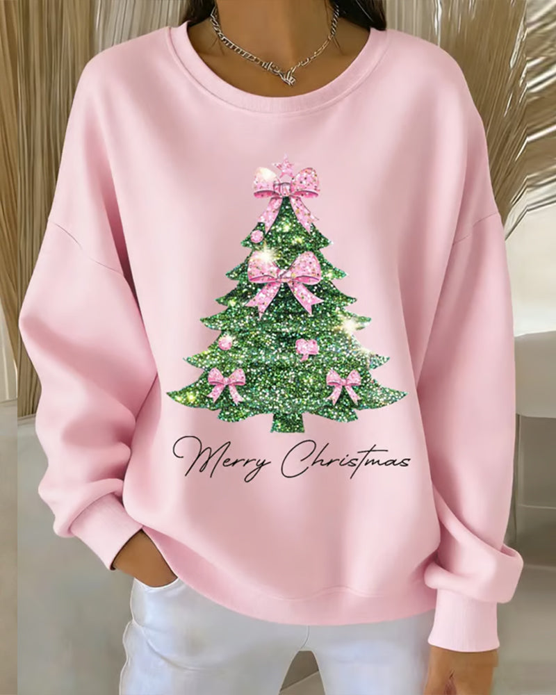 Holly Grace Sweater | Round Neck Long Sleeve Christmas Print