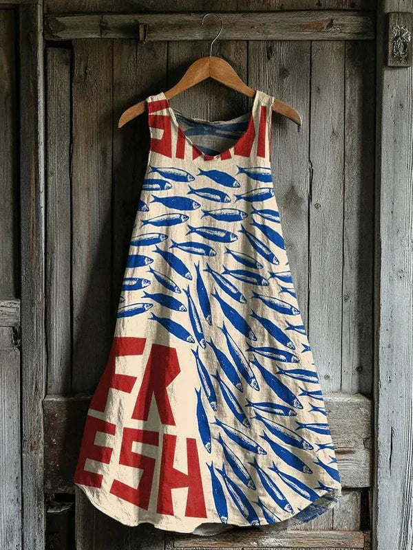 Marinette – Dress with Sardine Pattern