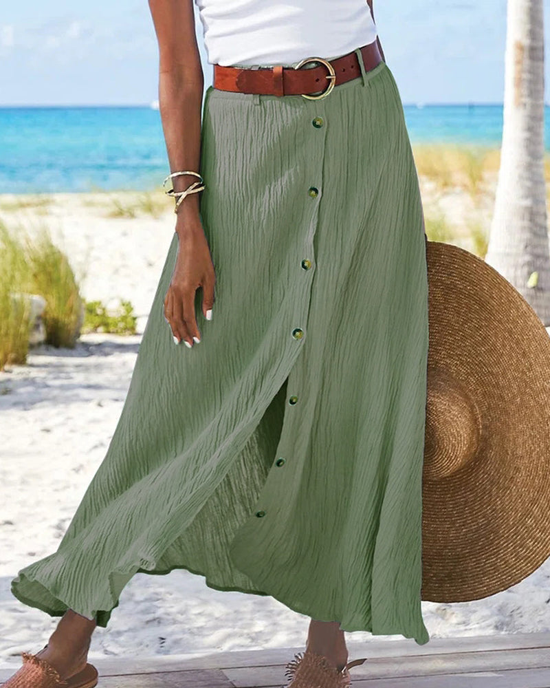 Syndy™ - Wide Button Skirt