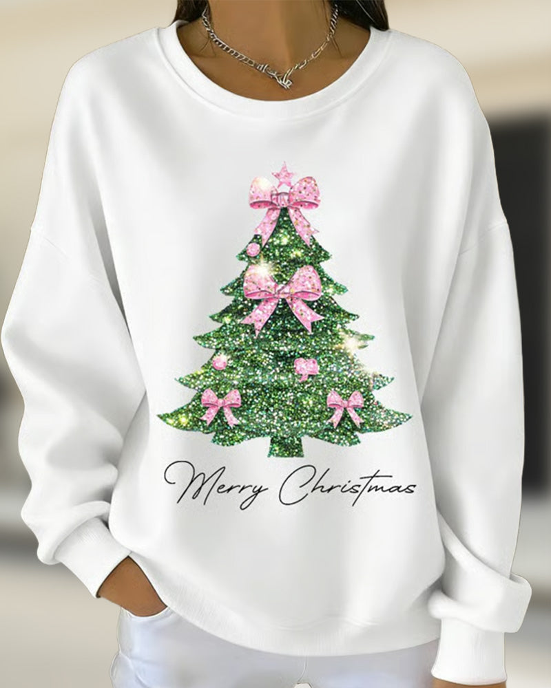 Holly Grace Sweater | Round Neck Long Sleeve Christmas Print