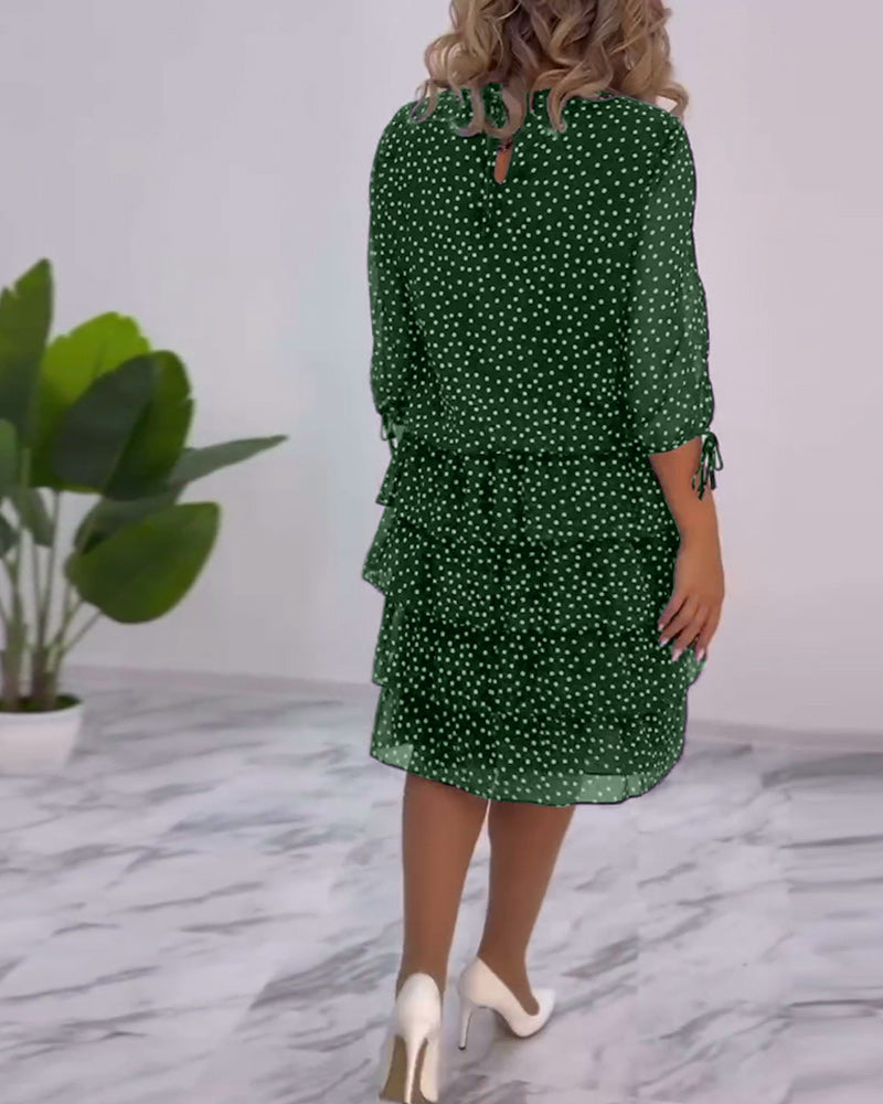 Vera™ | Elegant Dress with Ruffles and Dots