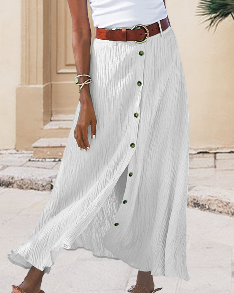 Syndy™ - Wide Button Skirt