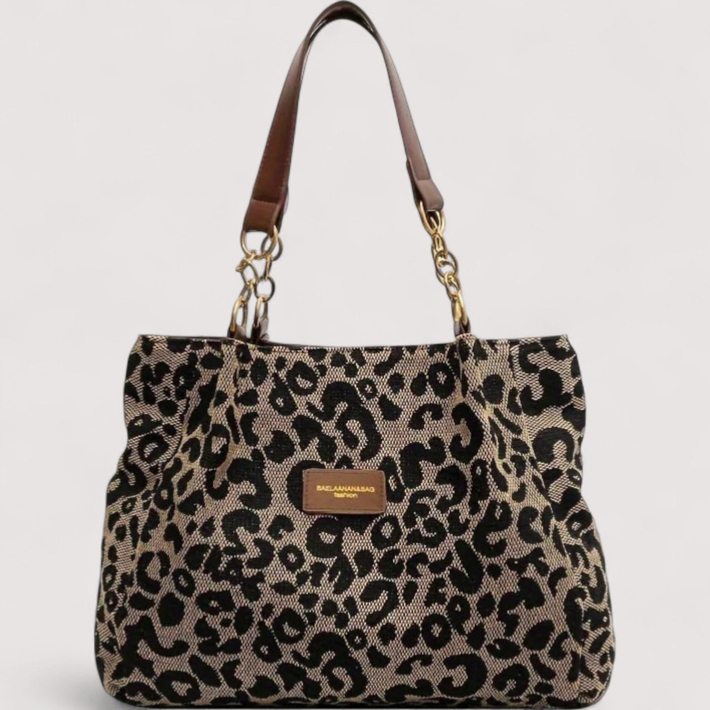 EDITH | SHOPPING BAG IN CANVAS WITH LEOPARD PATTERN
