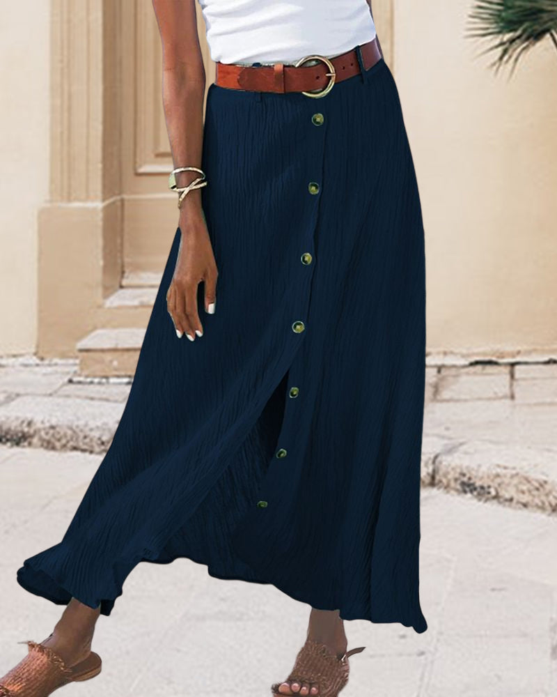 Syndy™ - Wide Button Skirt