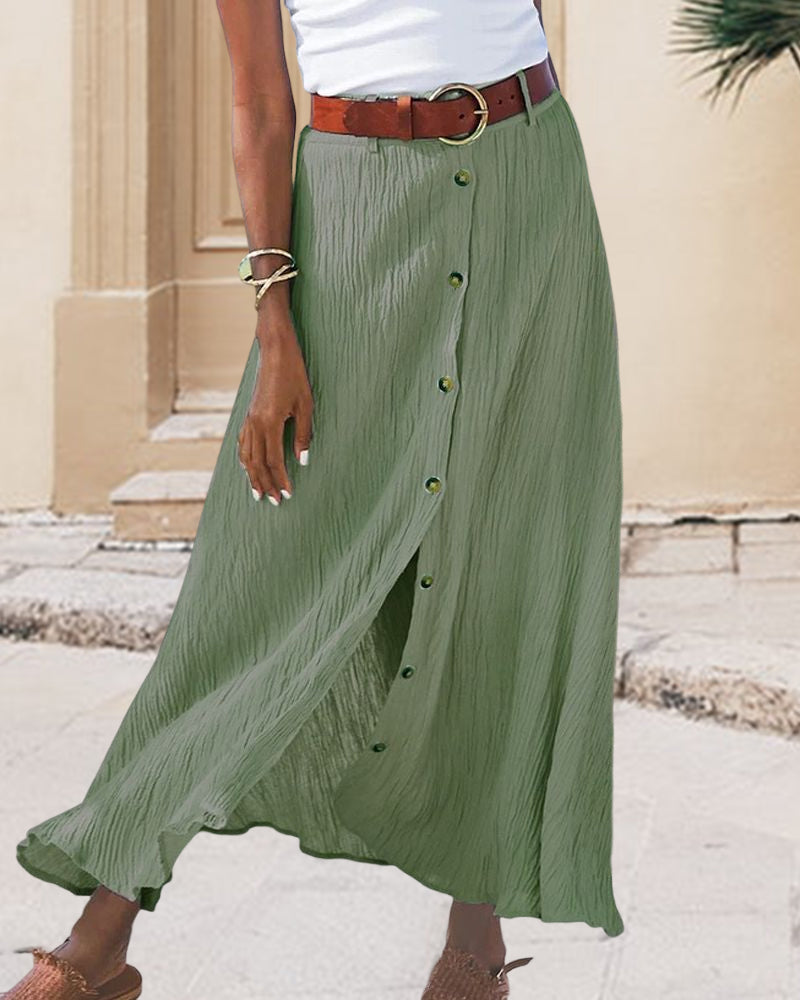 Syndy™ - Wide Button Skirt