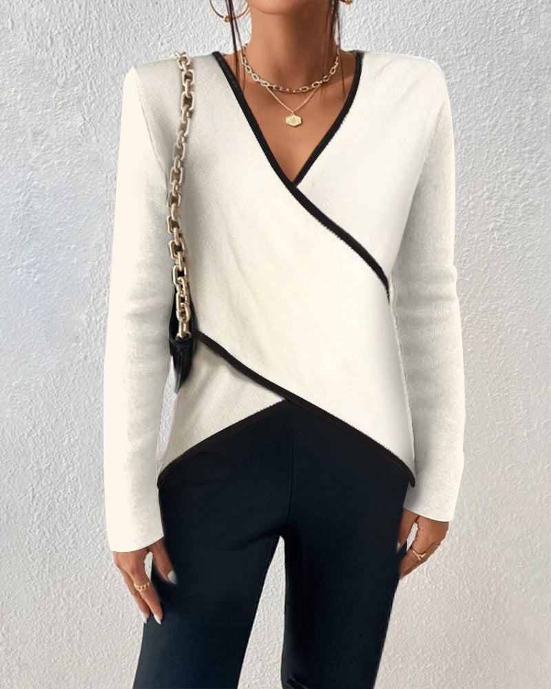 Yzabelle | Wrap Knit with Contrast Trim