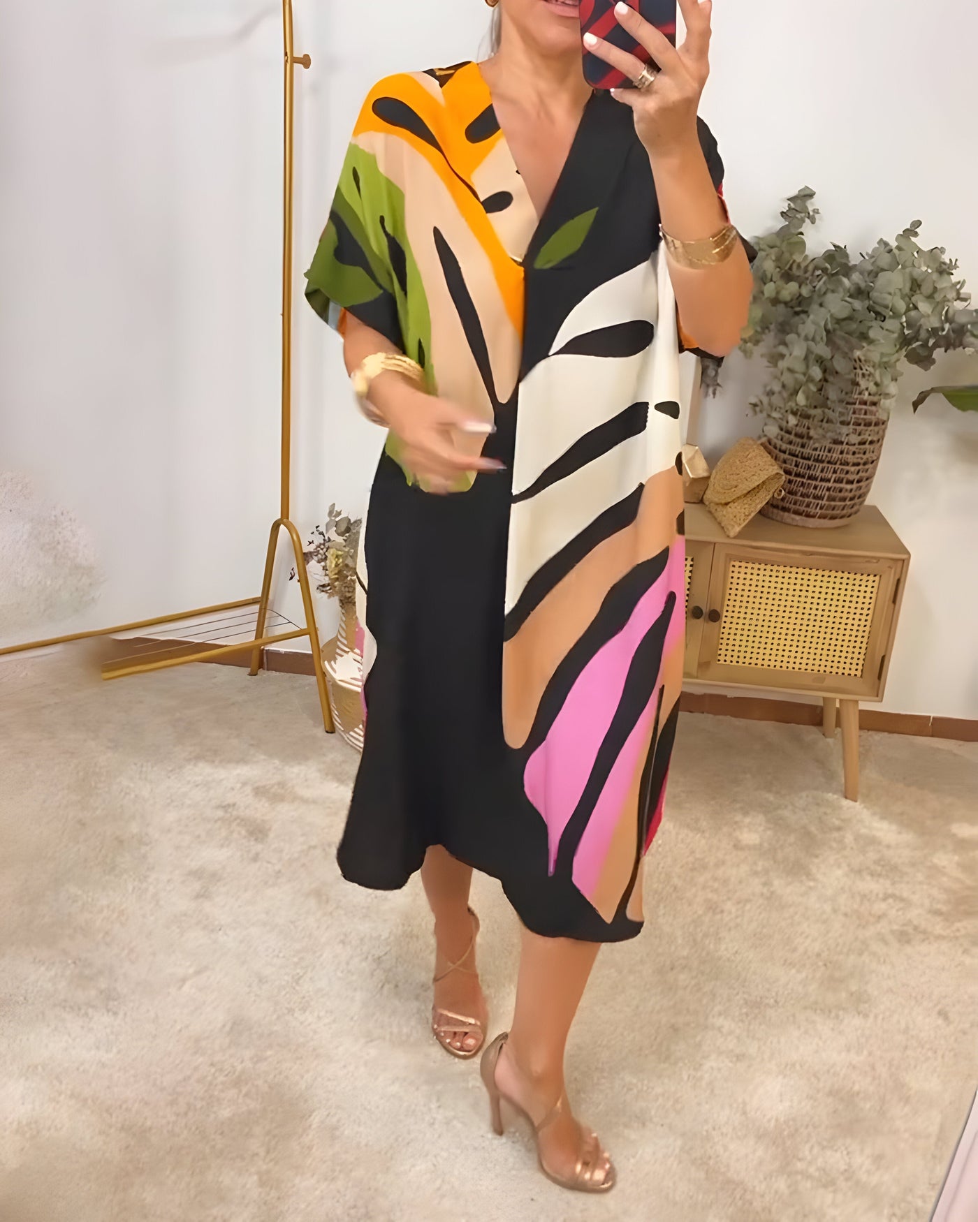 Roos™ | Daily Dress with Colorful Leaf Print