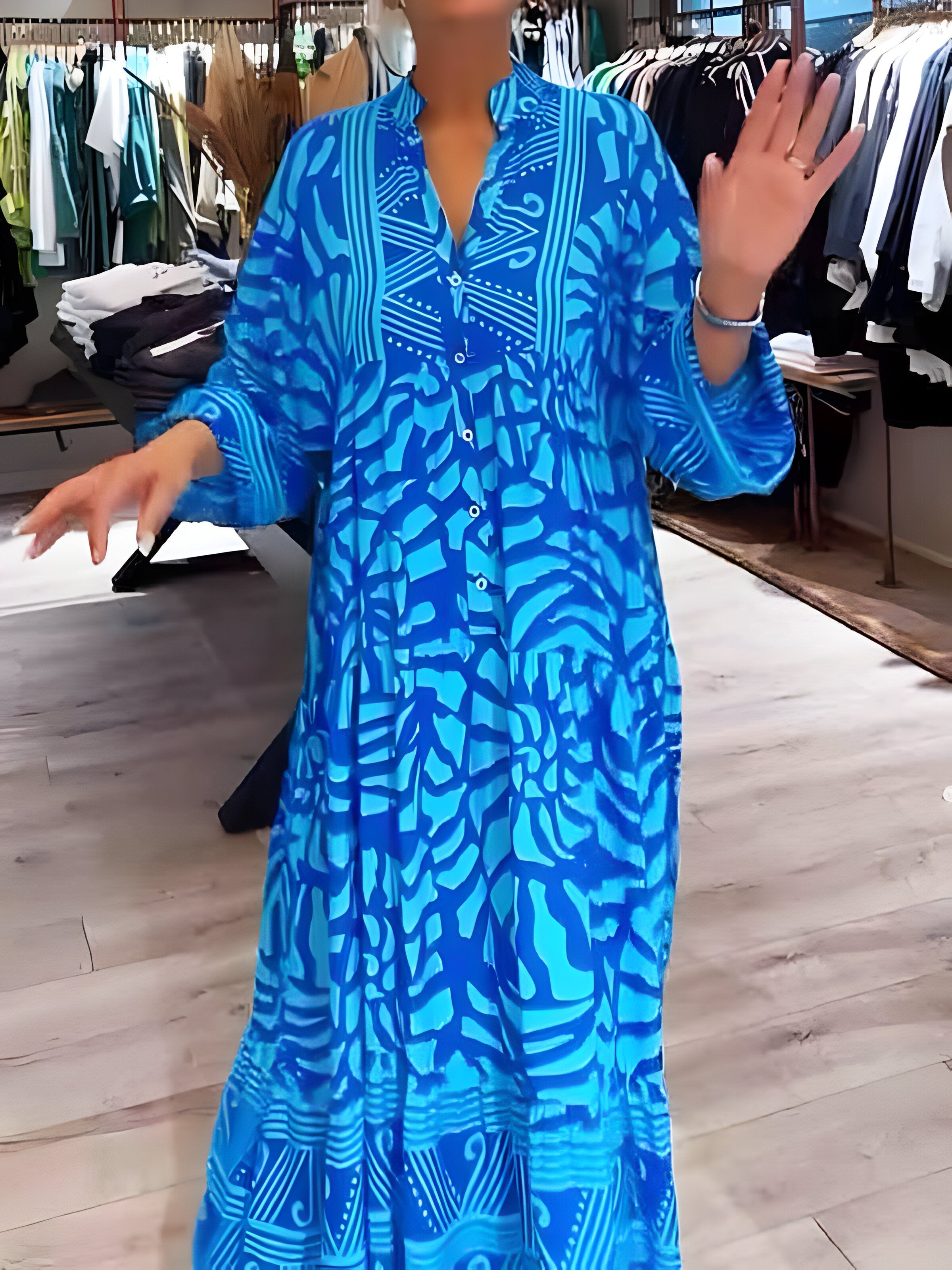 Inge™ | Printed Dress with V-Neck