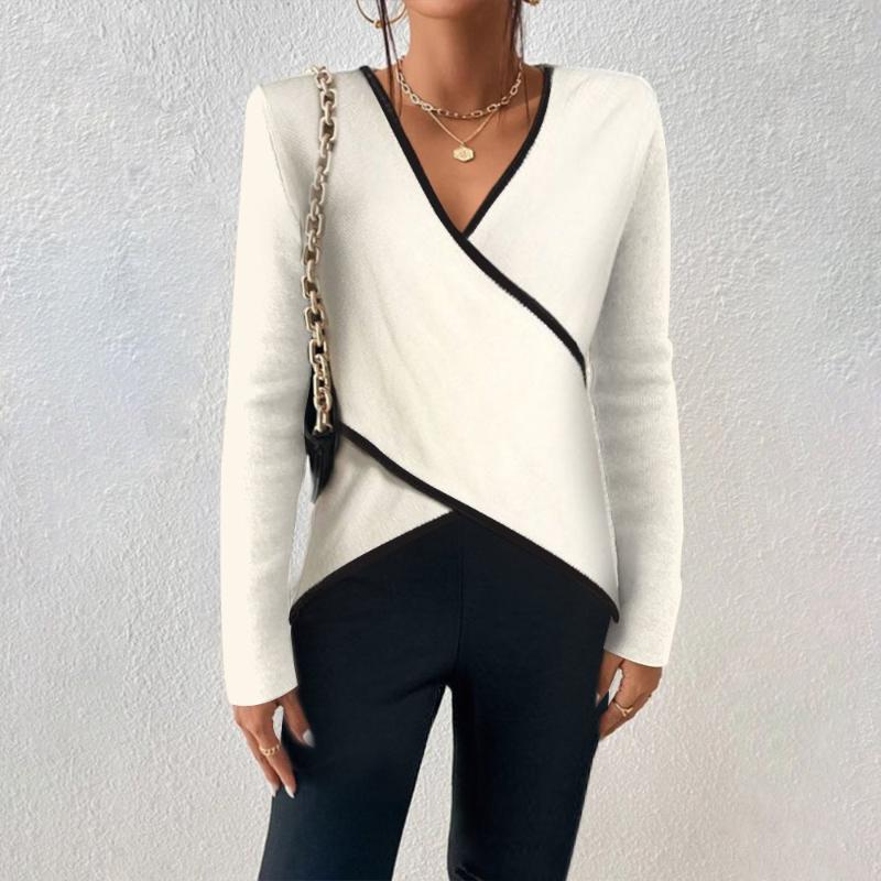 Yzabelle | Wrap Knit with Contrast Trim