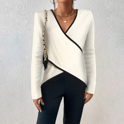 Yzabelle | Wrap Knit with Contrast Trim