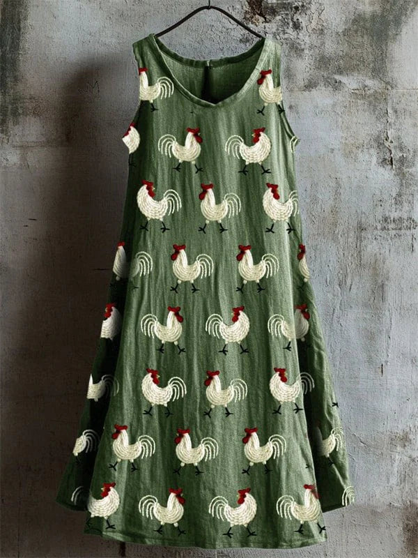 Josette – Rooster Pattern Dress