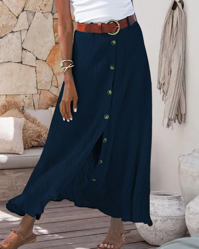 Syndy™ - Wide Button Skirt