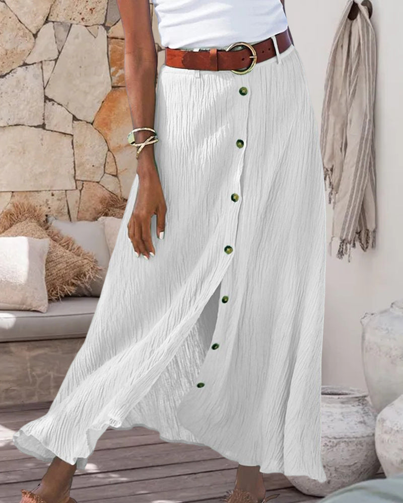 Syndy™ - Wide Button Skirt