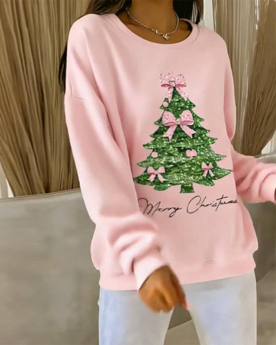 Holly Grace Sweater | Round Neck Long Sleeve Christmas Print