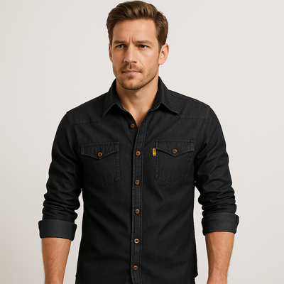 AdaptiveFit Cotton Denim Shirt: Tailored For Men