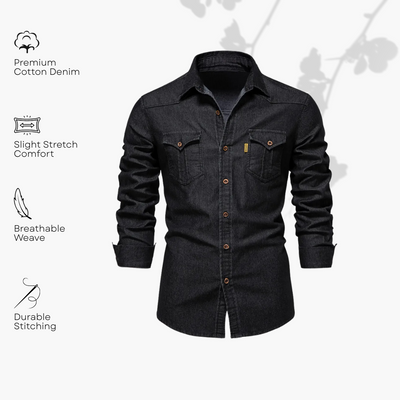 AdaptiveFit Cotton Denim Shirt: Tailored For Men