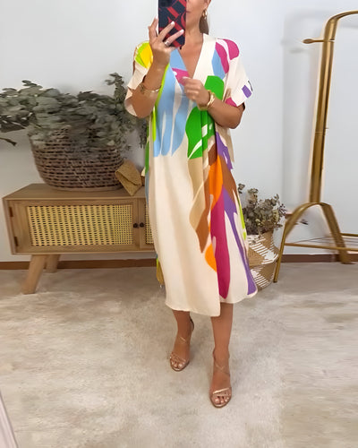 Roos™ | Daily Dress with Colorful Leaf Print