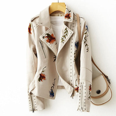 Sofia™ | Stylish Biker Jacket with Floral Embroidery