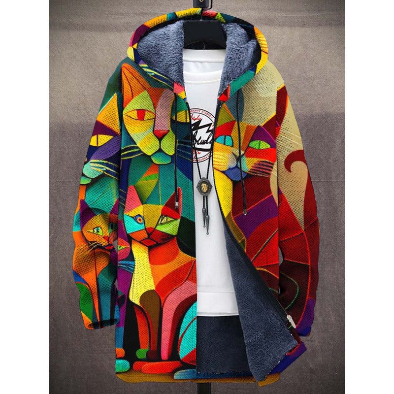 Flavia | Abstract Hoodie with Cats