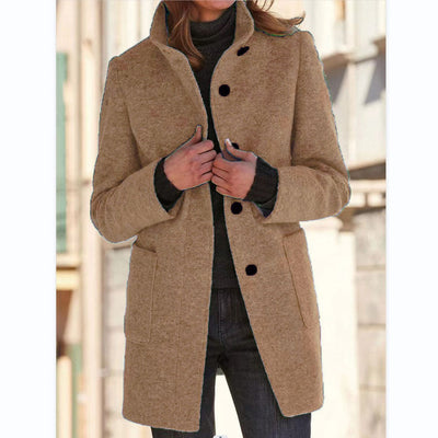 Sofia™ | Elegant Long Coat with Buttons