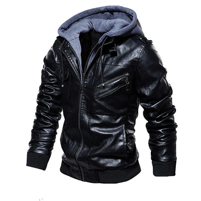 Leather Jacket with Hood