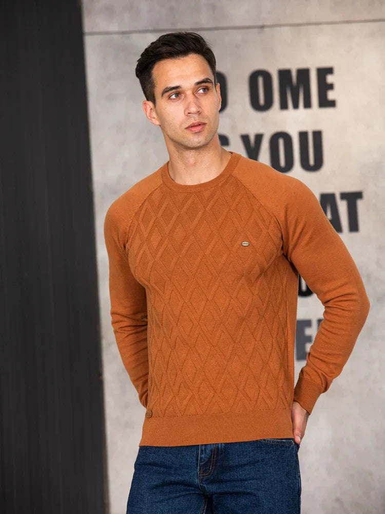 Men's Sweater with Check Design