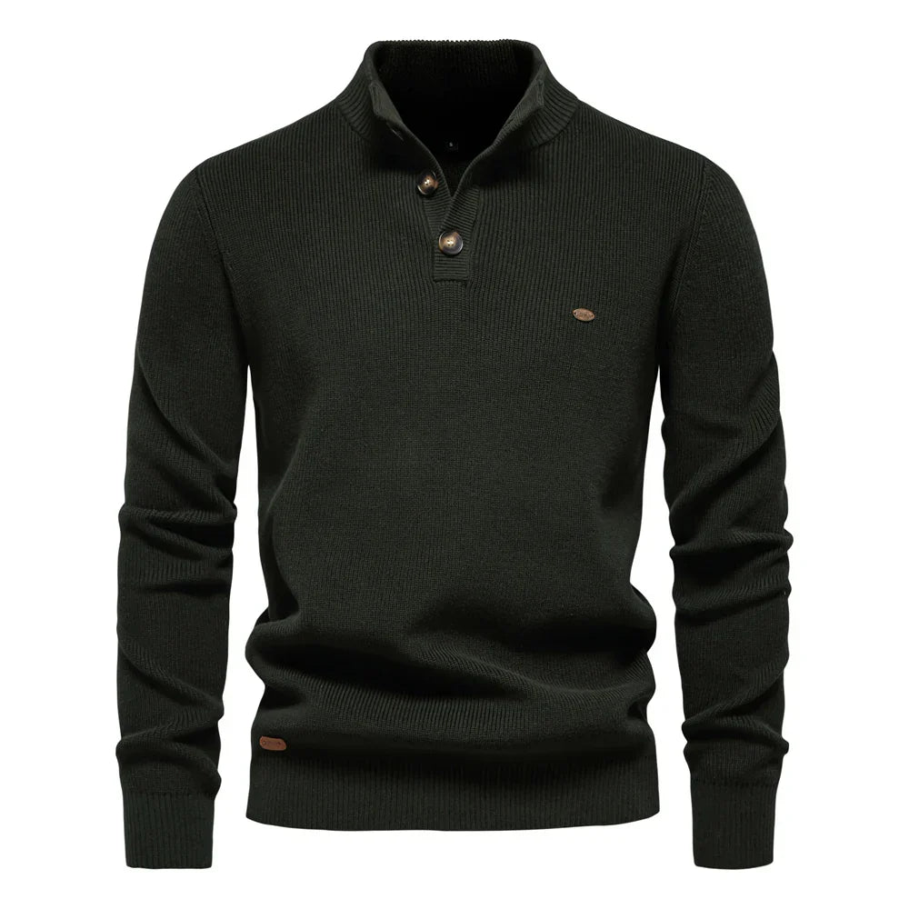 Men's Sweater with Button Design