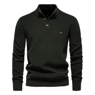Men's Sweater with Button Design