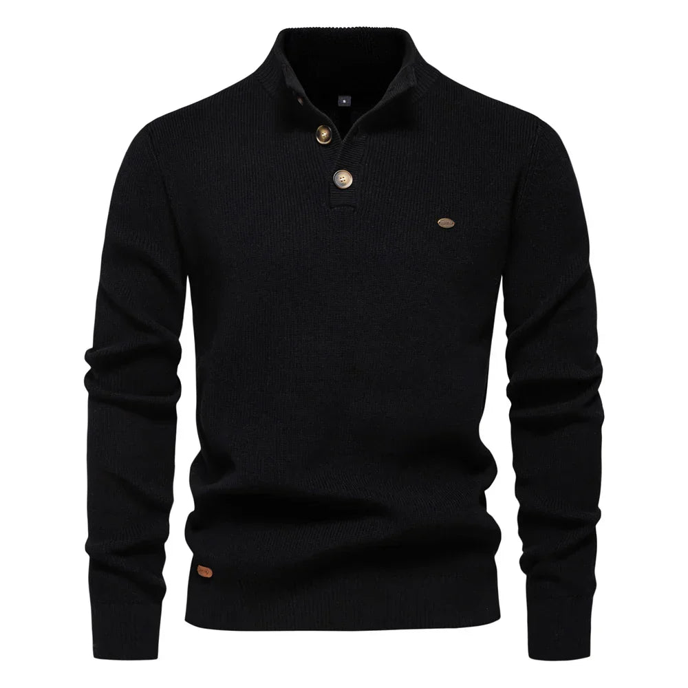 Men's Sweater with Button Design