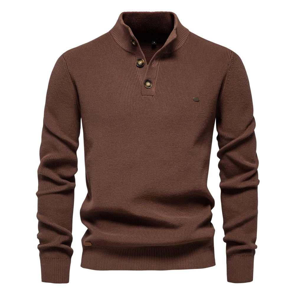 Men's Sweater with Button Design