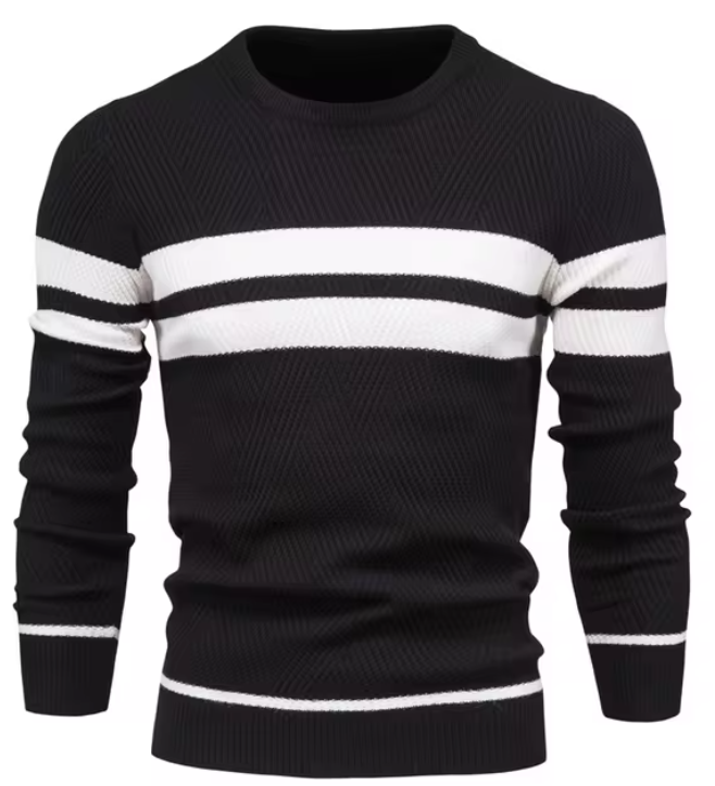 Sophisticated Herringbone Pattern Men's Sweater