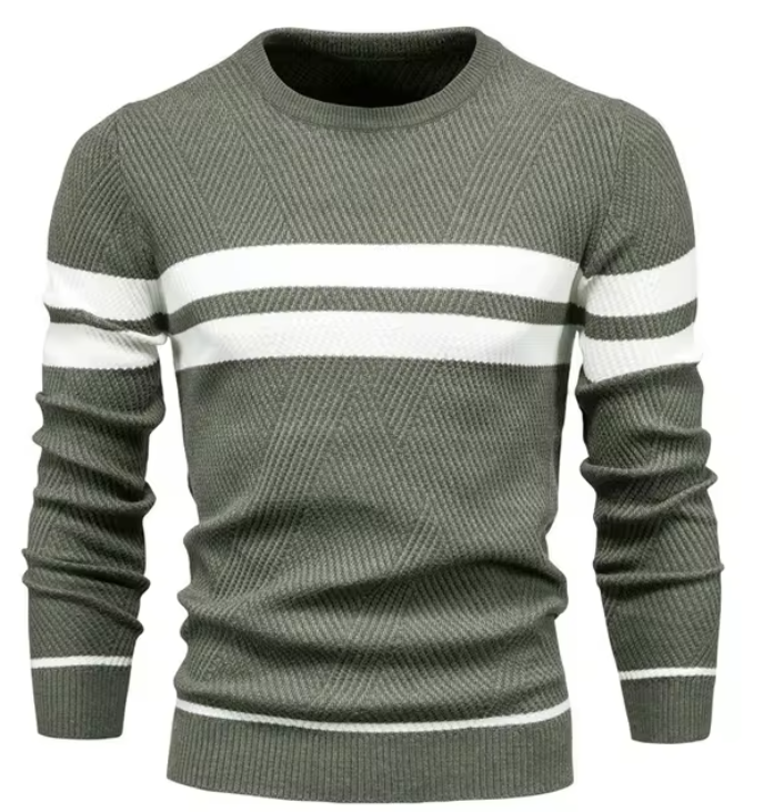 Sophisticated Herringbone Pattern Men's Sweater