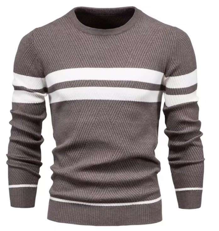Sophisticated Herringbone Pattern Men's Sweater