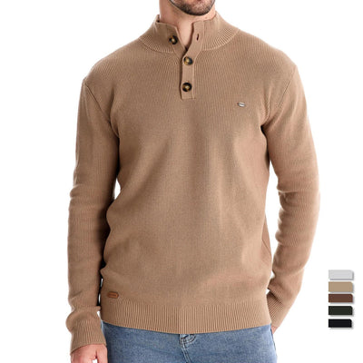 Men's Sweater with Button Design