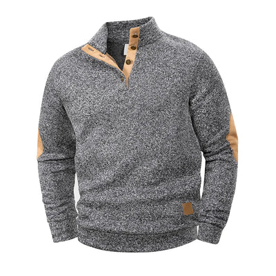 Spring Autumn Men's Casual Pullover Button Down Stand Collar Henley Polo Coats Long Sleeve Stand Collar Sweatshirts for Sport