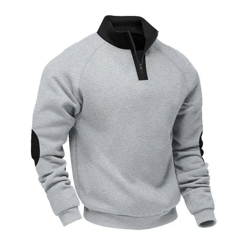 American men's autumn winter heavy plush loose casual hoodie long sleeve polo jacket