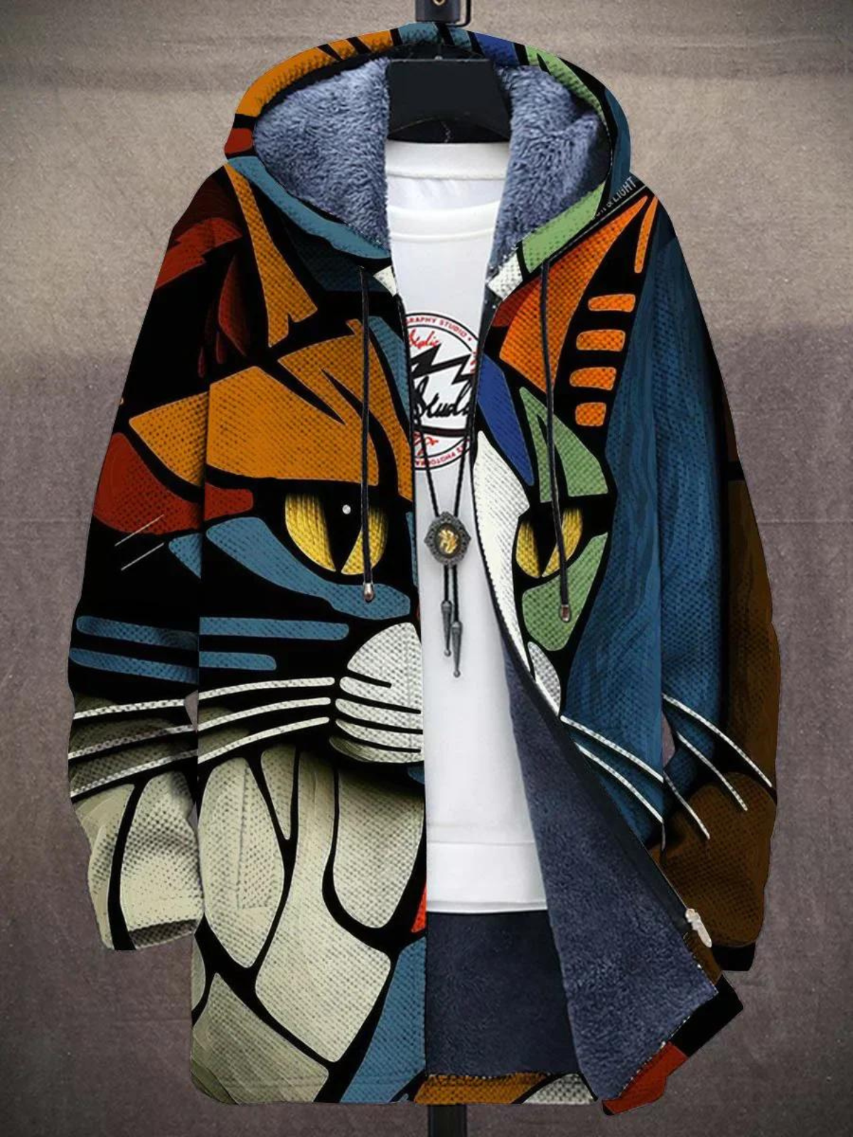 Faye | Abstract Hoodie with Cat