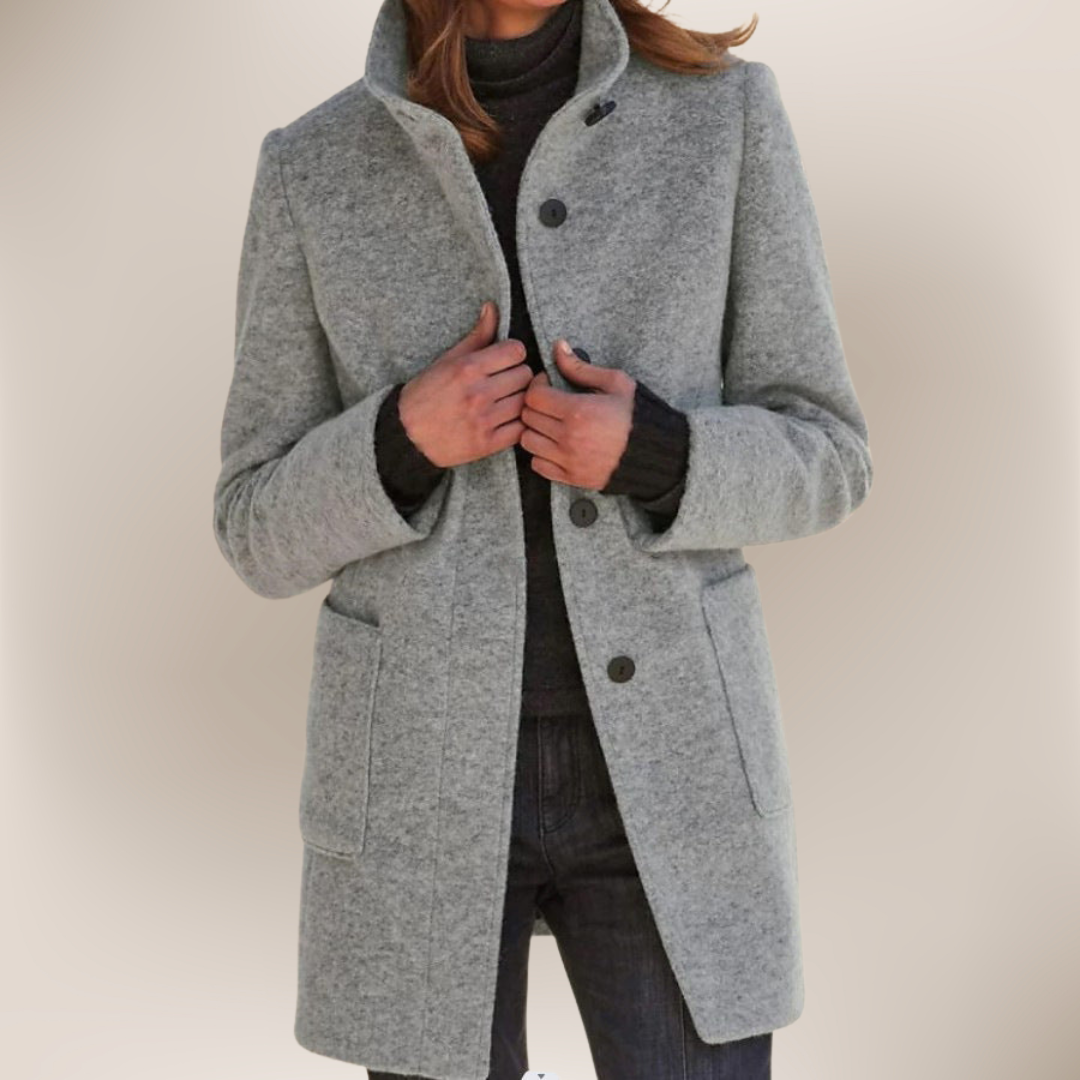 Sofia™ | Elegant Long Coat with Buttons